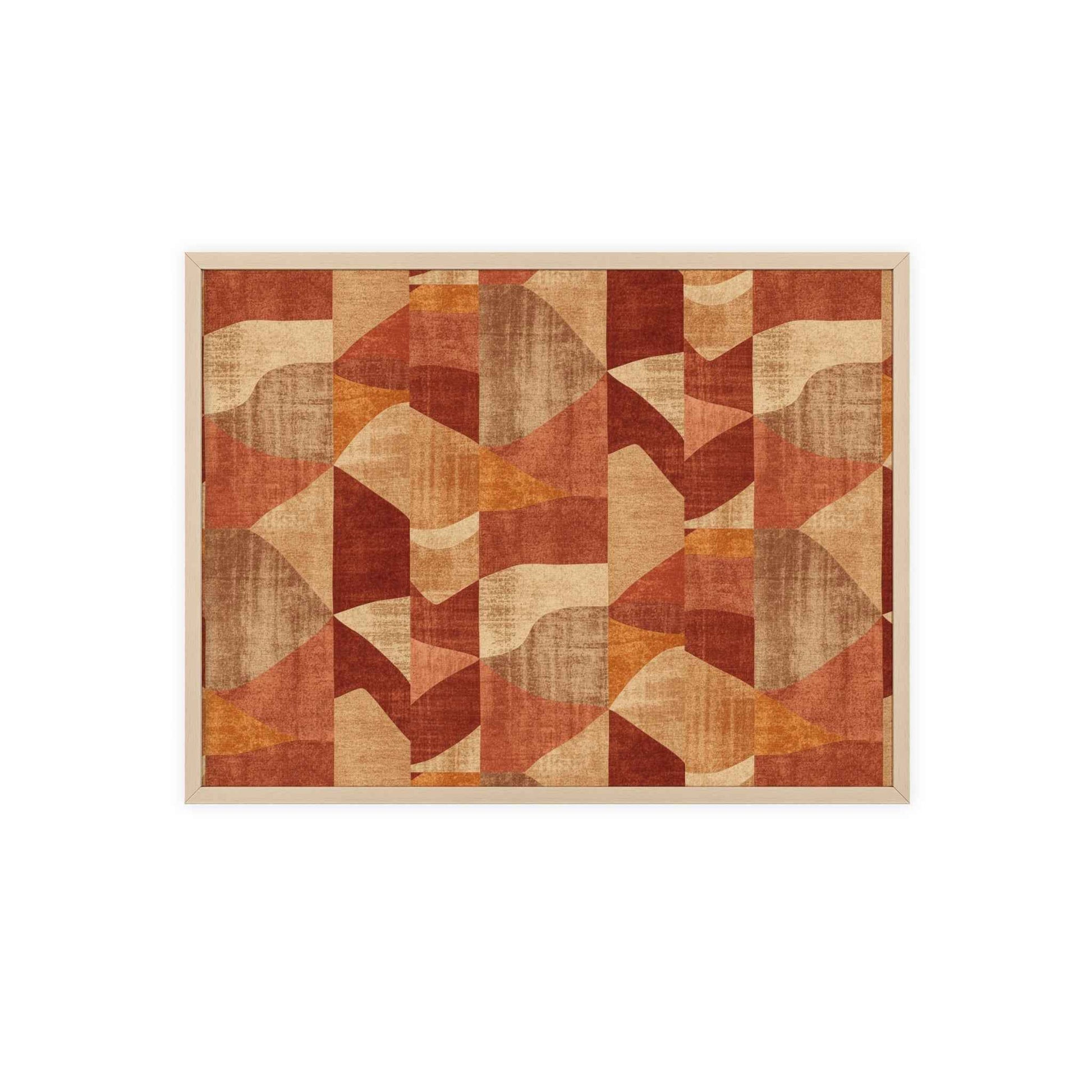 Faux Retro Geometric Poster with Wooden Frame