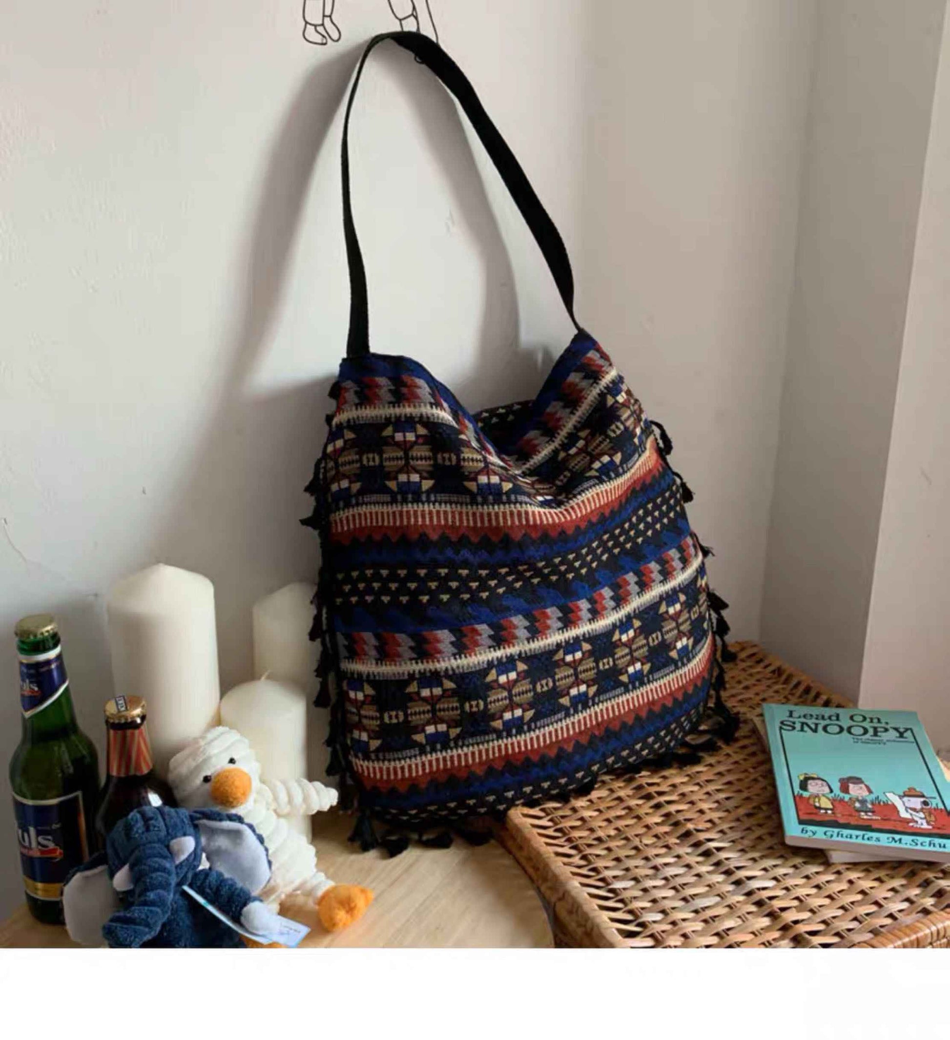 Geometric Tribal Tasselled Shoulder Bag