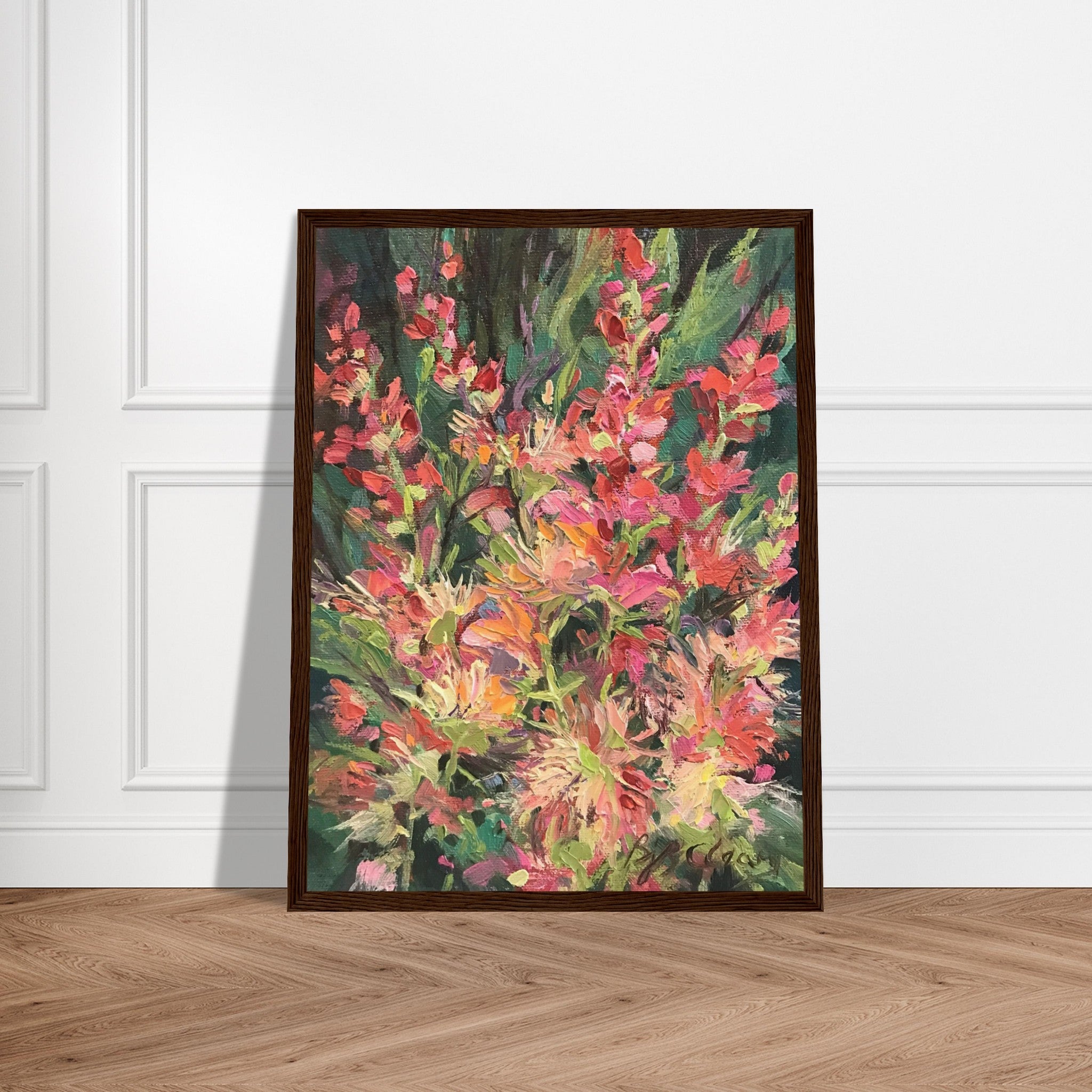 'Blossom Study' Floral I 12x16 Wooden Framed Art Print | Original Artwork by American Artist Barbara Cleary - Rosetta Creative Boutique