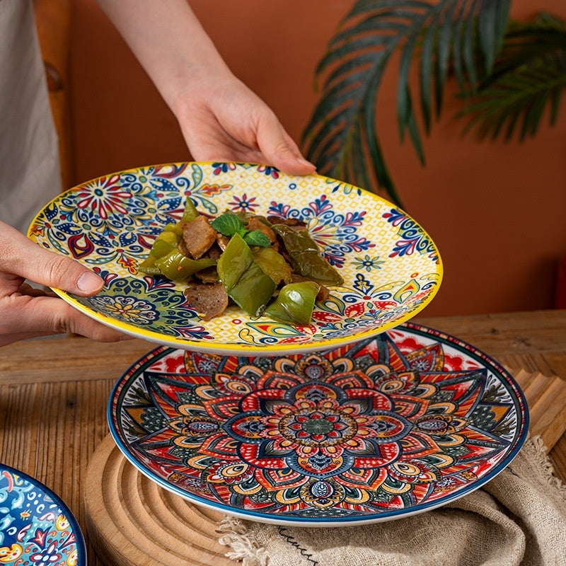 Artisan Ceramic Shallow Plate & Serving Platter (8" & 10") - Bohemian Collection