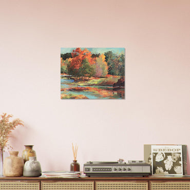 'Along the Illinois' Landscape I 16x20 Museum-Quality Matte Paper Poster | Original Artwork by American Artist Barbara Cleary (Fall Collection) - Rosetta Creative Boutique