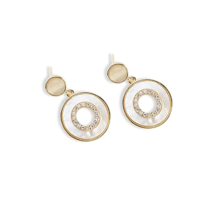 Korean Exquisite Sterling Silver Opal Shell Earrings