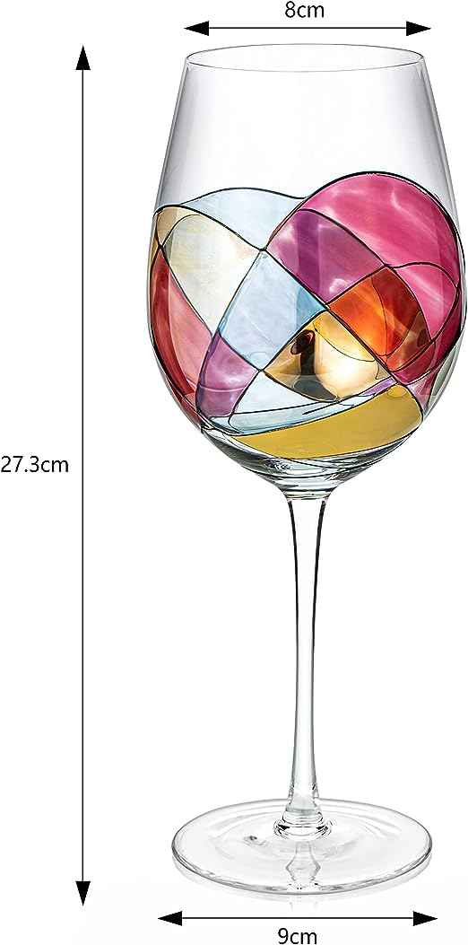 Painted STEMMED wine glass box set - opener, stopper, drip ring, wine pourer - 2 glasses