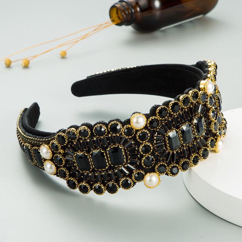 Luxurious Alloy Drop Shape Plaid Headband Electroplated For Women