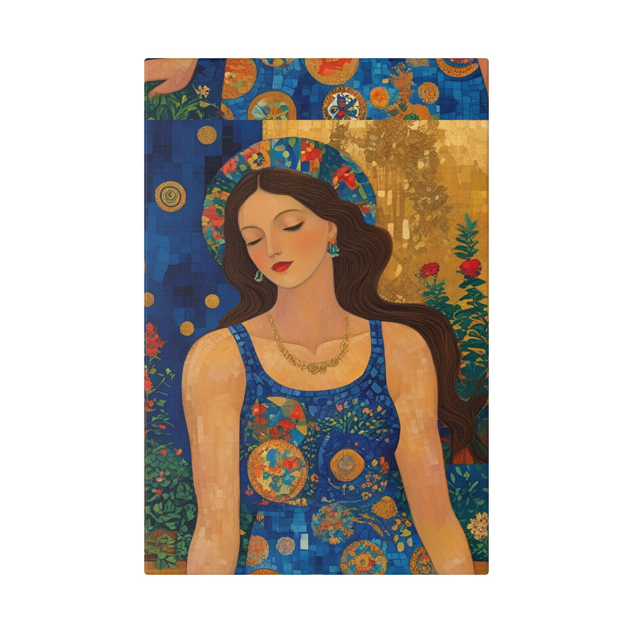Klimt Floral Canvas Art - Colorful Floral Wall Decor Inspired by Klimt - Rosetta Creative Boutique