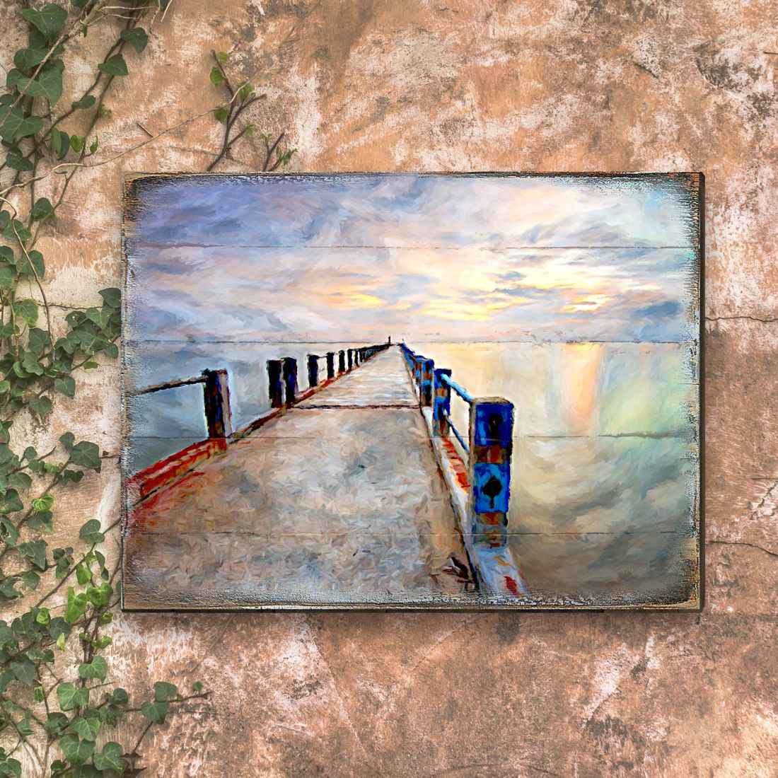Soules Pier Wood Wooden Coastal Wall Art by Nature Wonders - Coastal Sea-Life Decor - 95273B