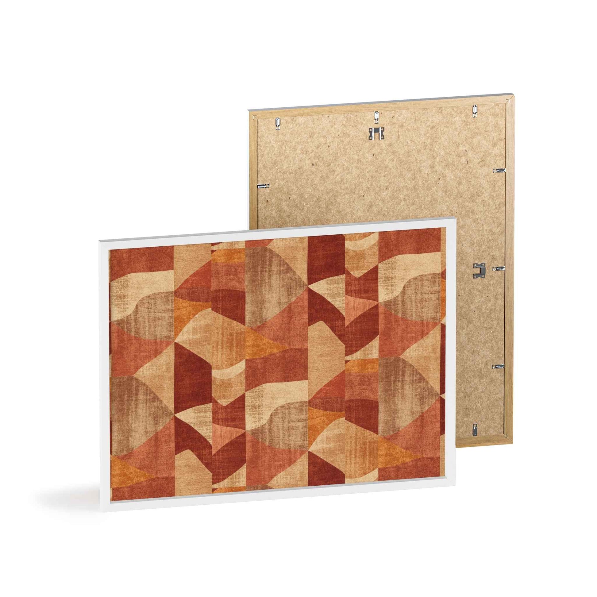 Faux Retro Geometric Poster with Wooden Frame