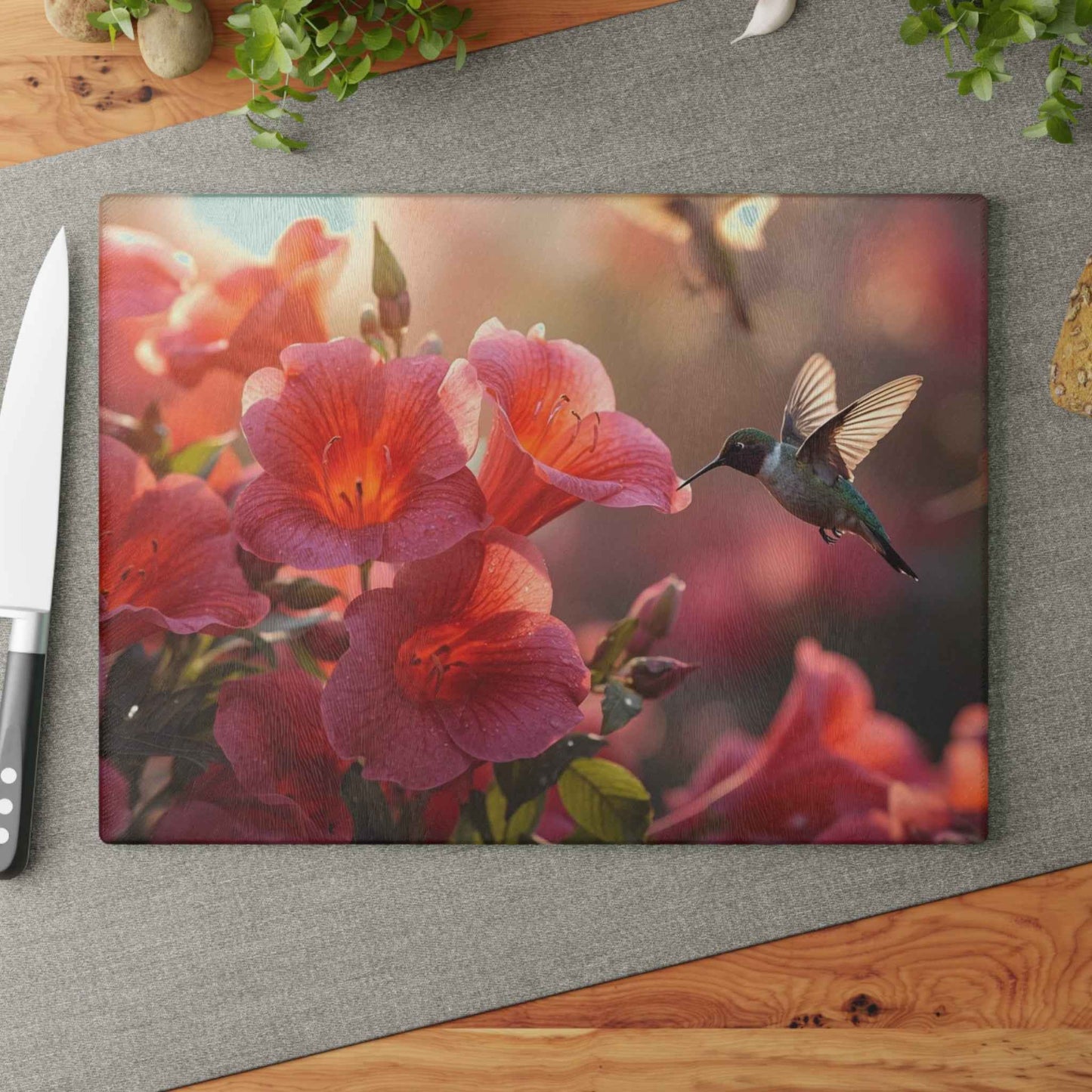 Floral Hummingbird Glass Cutting Board - Elegant Kitchen Decor, Gift for Cooking Enthusiasts, Home & Garden Lovers, Mother's Day, [...]