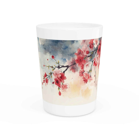 Cherry Blossom Watercolor Shot Glass — Floral Spring Barware Gift