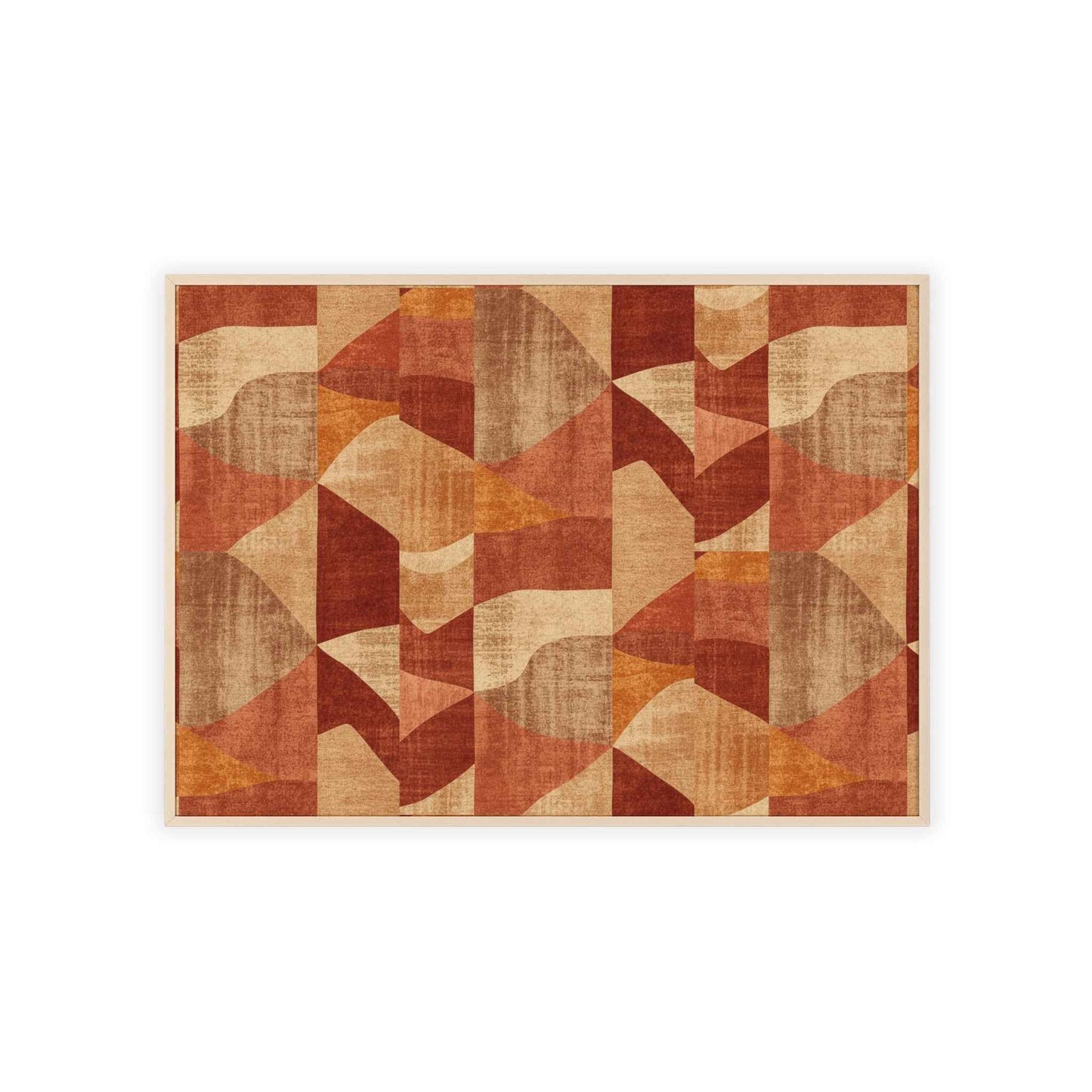 Faux Retro Geometric Poster with Wooden Frame