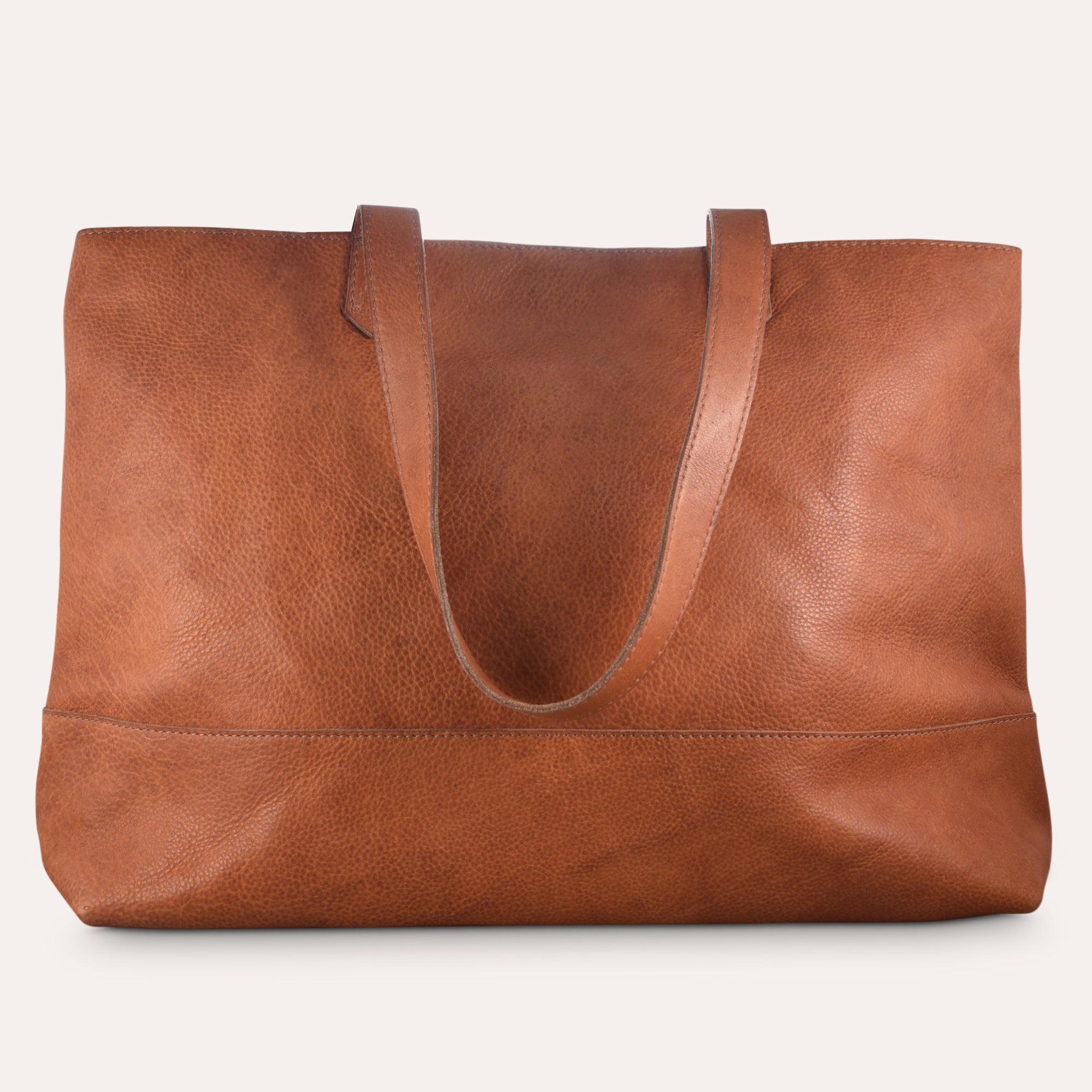 Classic Brown Leather Tote Bag With Magnetic Closure - Rosetta Creative Boutique
