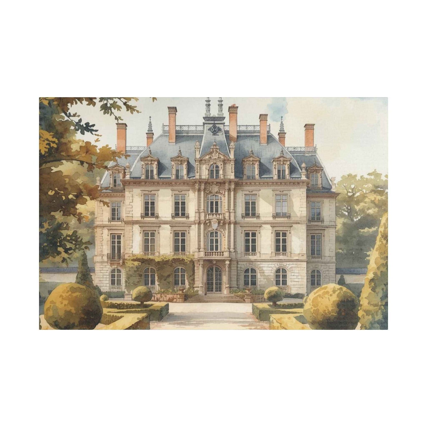 Château Garden Satin Canvas Print — Stretched Wall Art