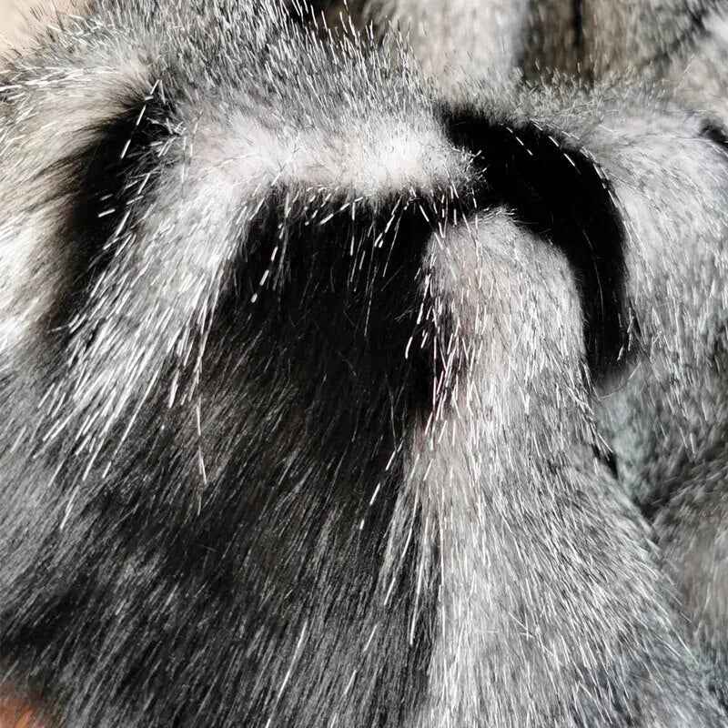 Luxurious Black Peacock Fur Blanket Geometric Pattern All Seasons