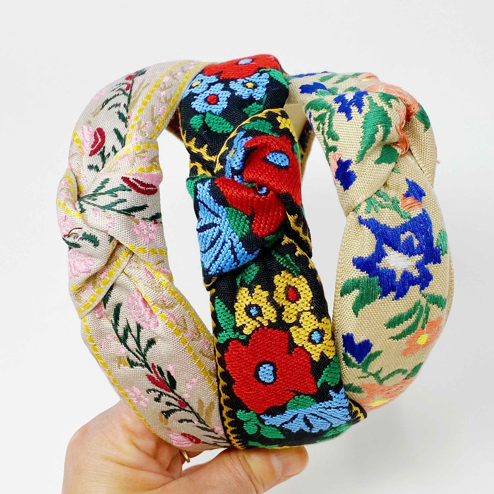 French Floral Embroidered Headband With Soft Edges For Comfort