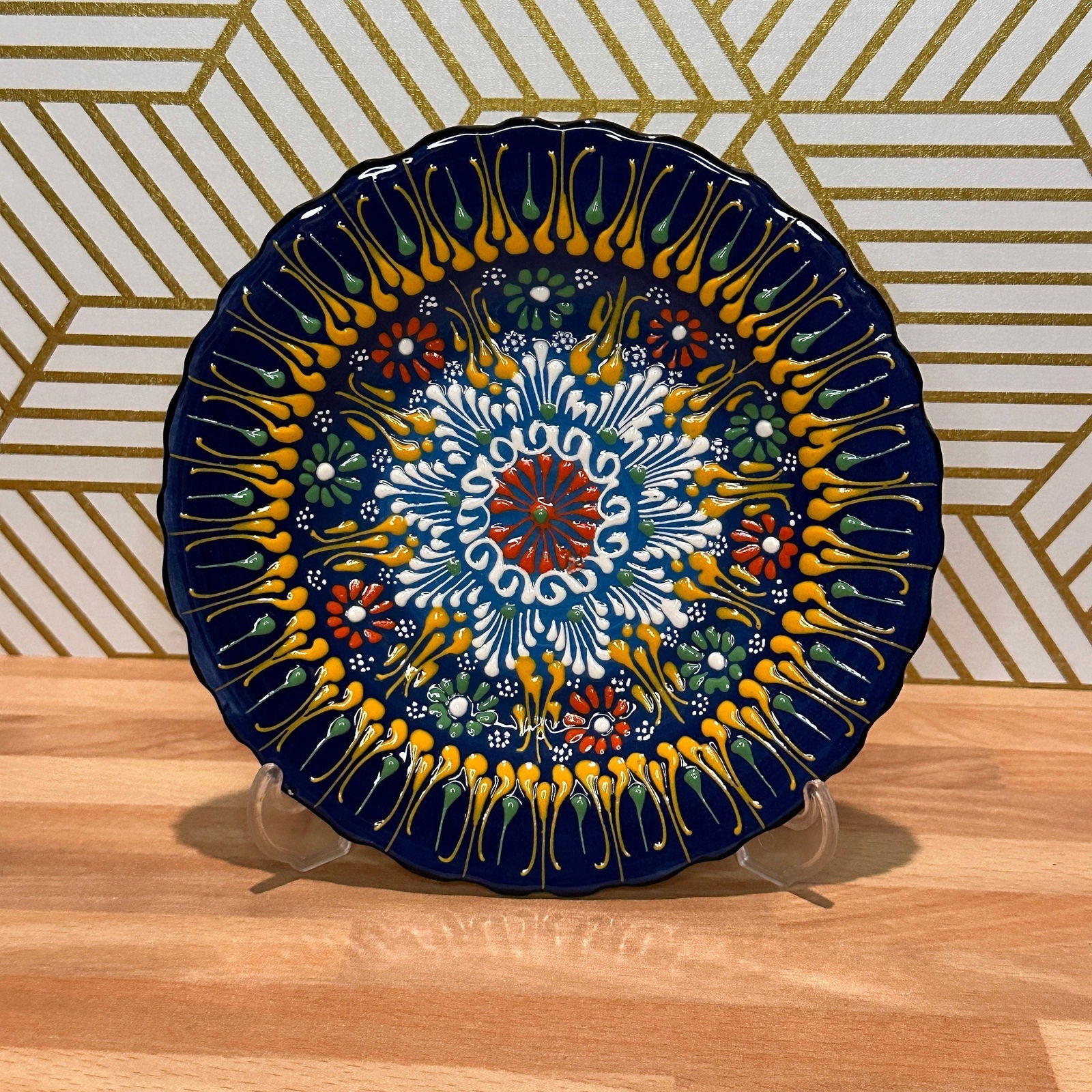 Turkish Ceramic Hand Painted Plate 7 Inch Tulip Floral Wall - Rosetta Creative Boutique