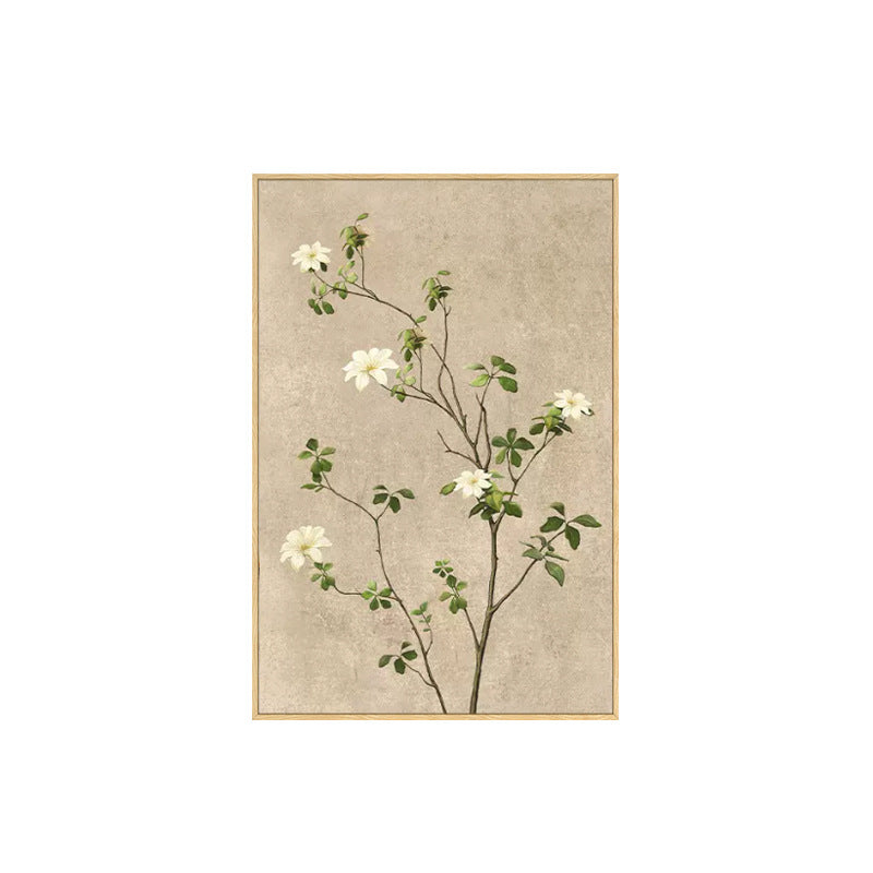 Japanese Style Plant and Flower Canvas Painting for Living Room with Frame
