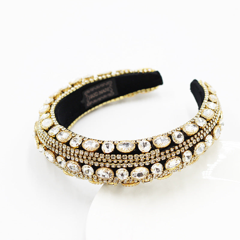 Luxurious Alloy Drop Shape Plaid Headband Electroplated For Women