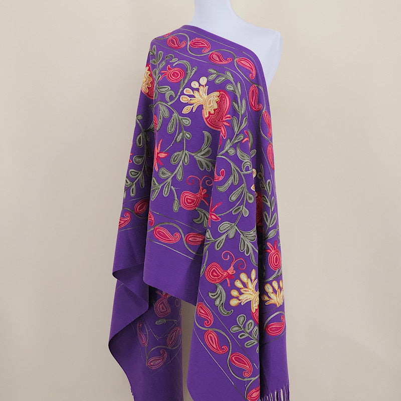 Gourd Pomegranate Blossom Embroidered Imitation Cashmere Scarf Shawl
