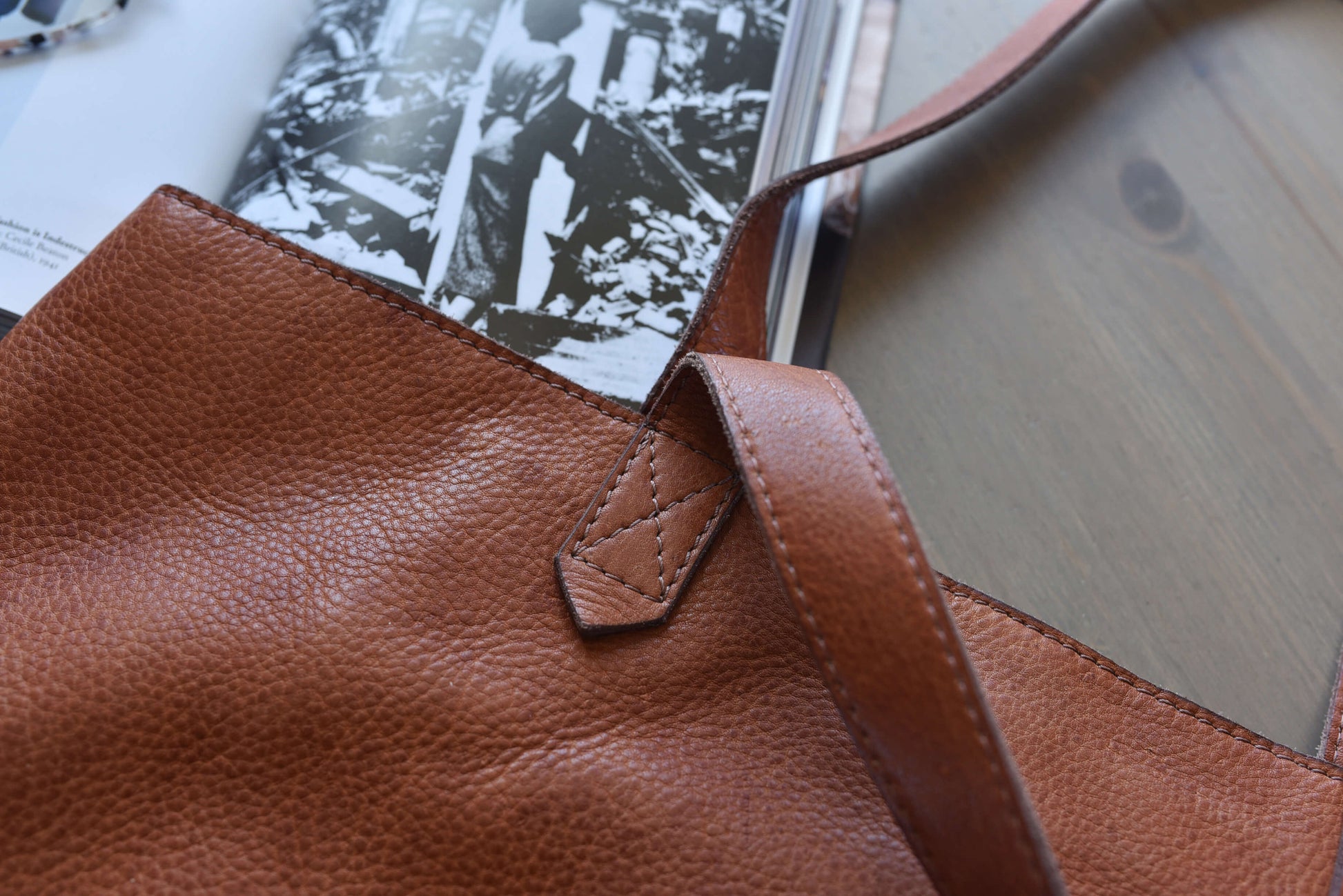 Classic Brown Leather Tote Bag With Magnetic Closure - Rosetta Creative Boutique