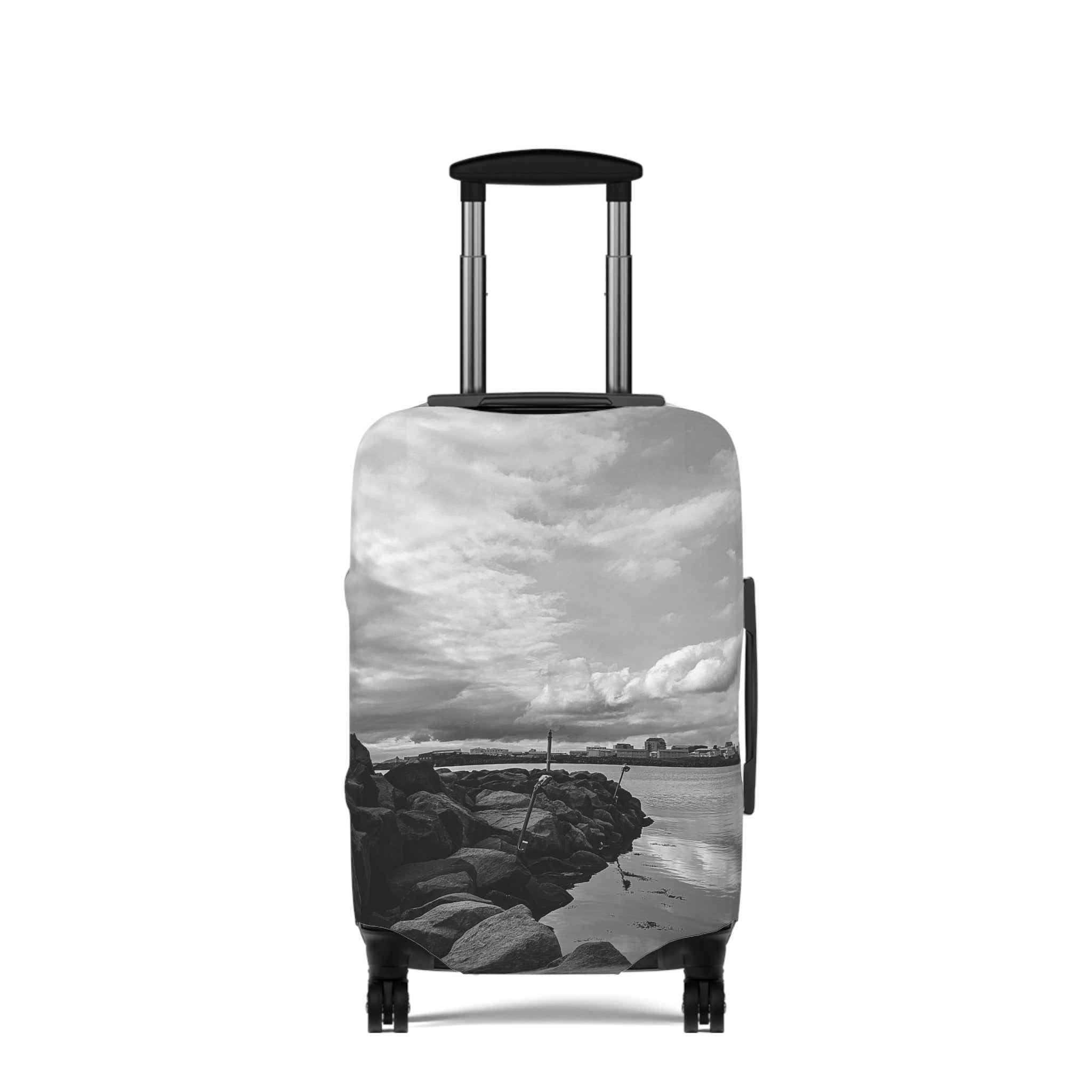 Black and White Iceland Luggage Cover - Stylish Protection from Rosetta Creative Boutique - Rosetta Creative Boutique