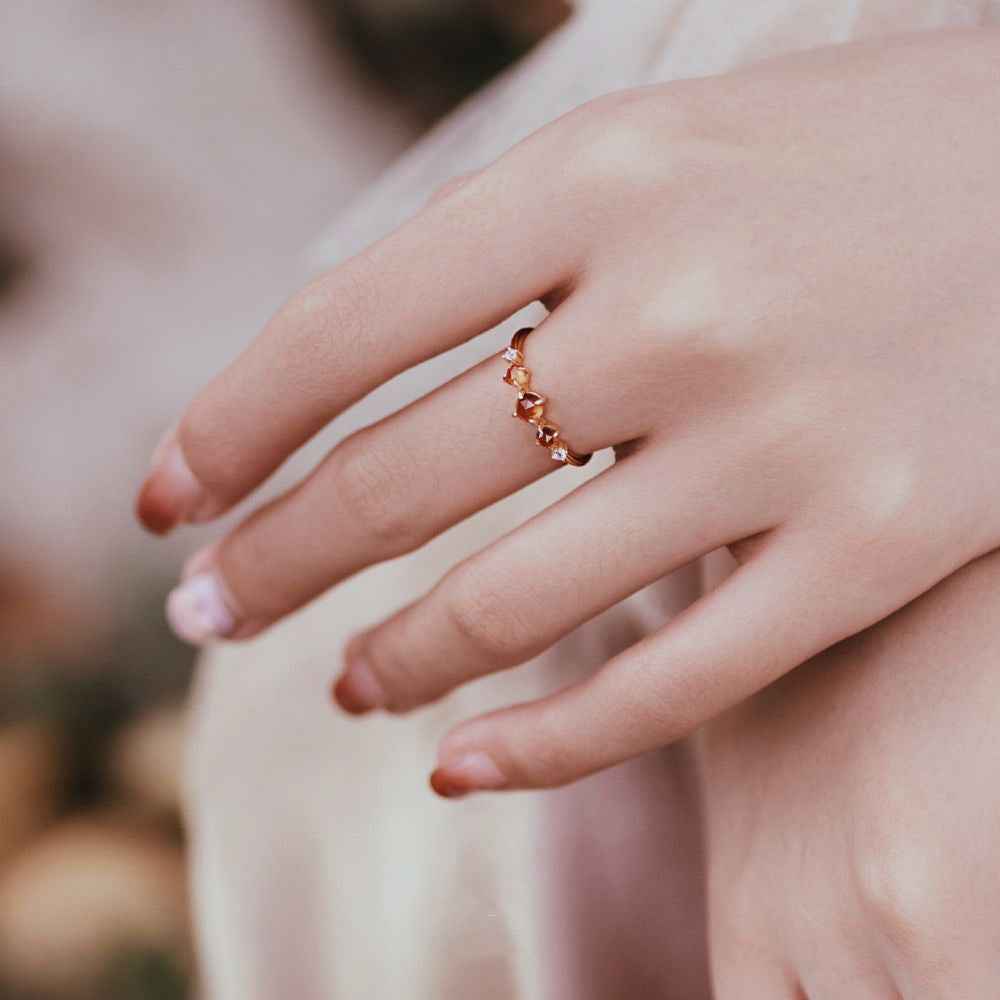 Japanese Orange Garnet Ring Female