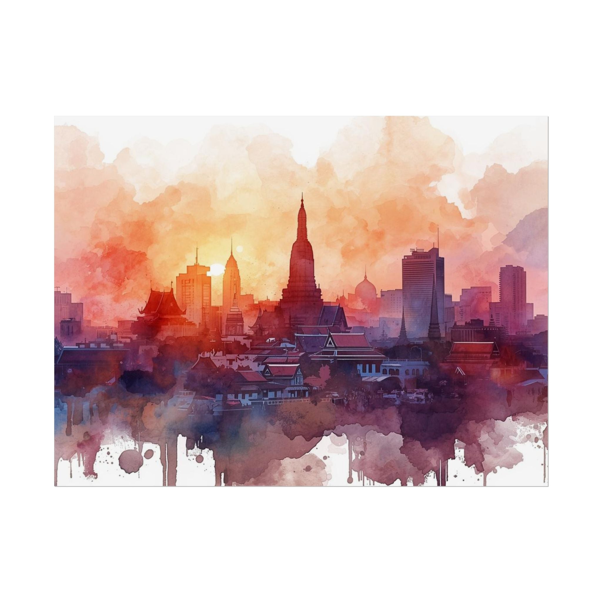 Bangkok Cityscape Posters Rolled Wall Art Home Decor Gift - Rosetta Creative Boutique
