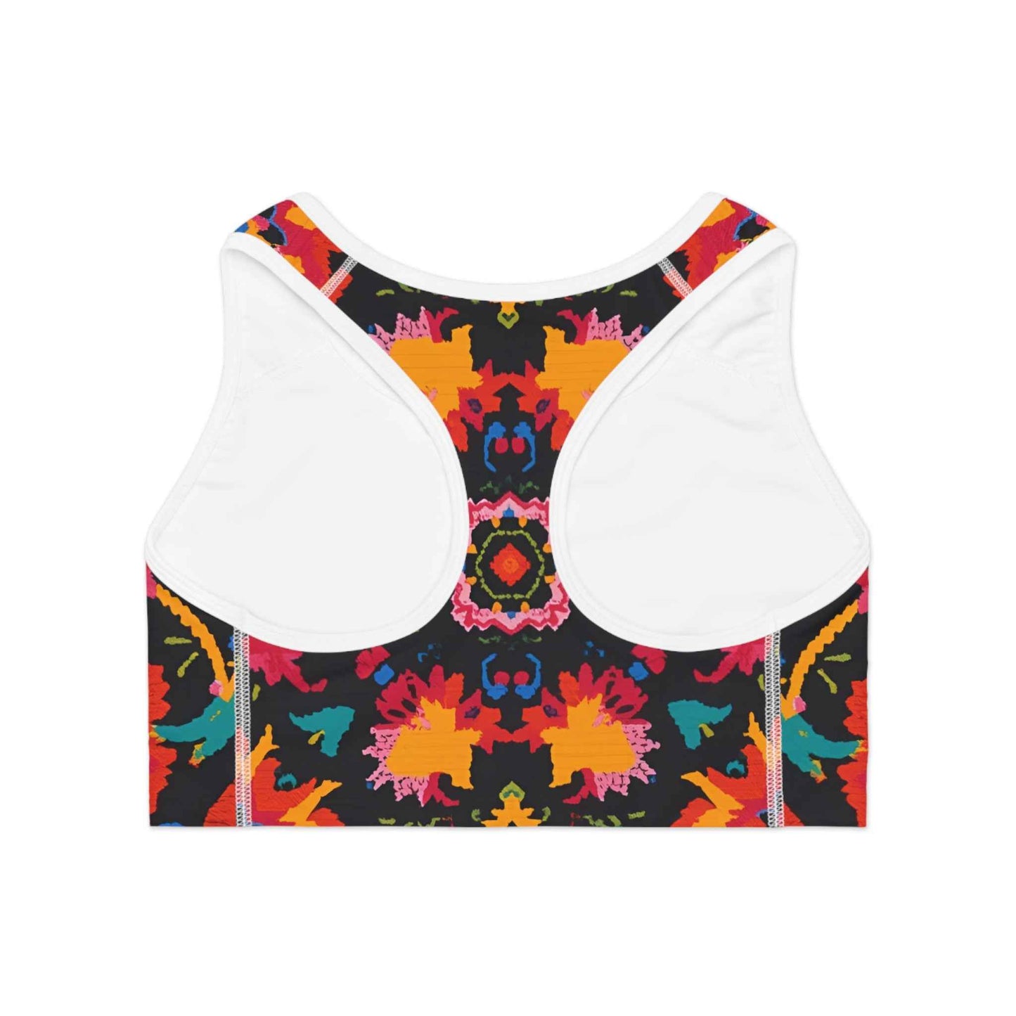 Bold Kaleidoscope Active Crop Sports Bra Floral Ikat Print
