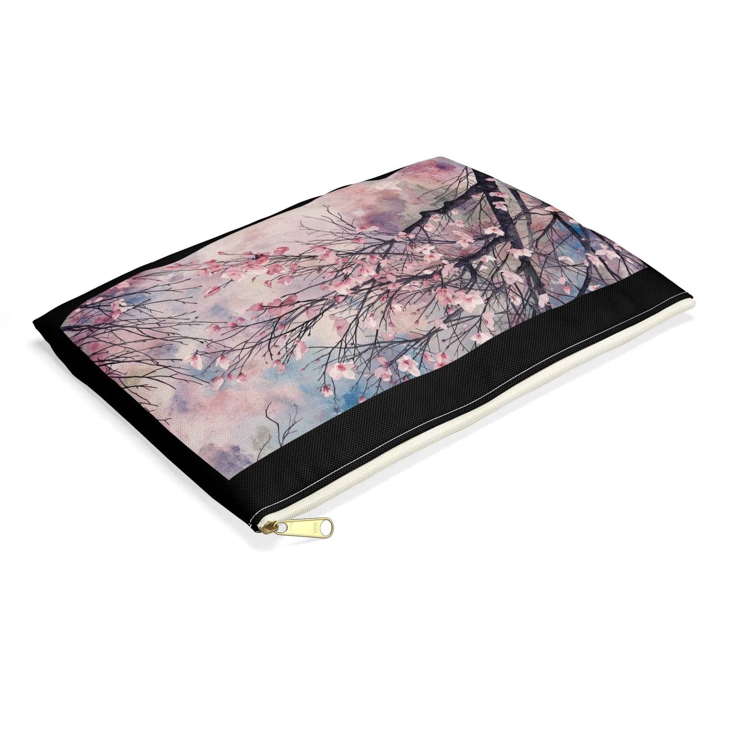 Cherry Blossom Print Accessory Pouch - Floral Makeup Bag for Travel & Everyday Use