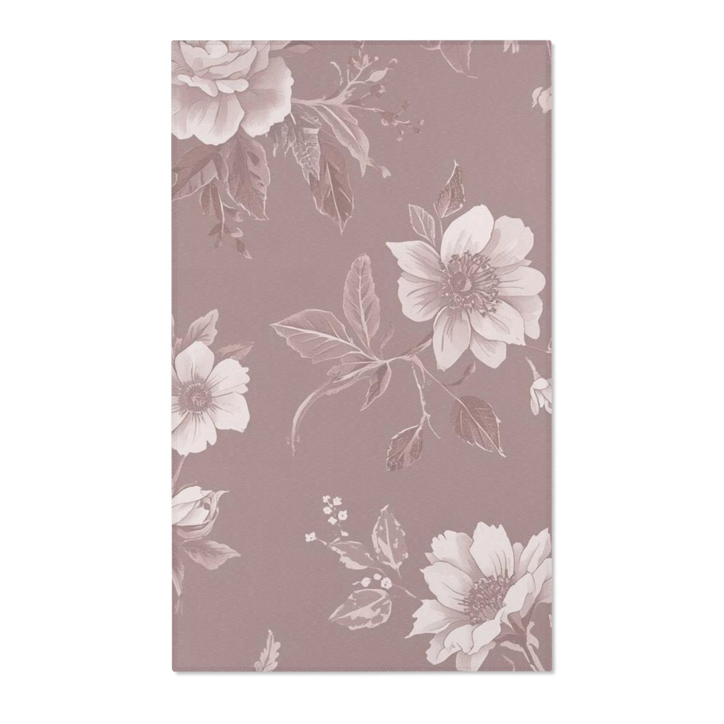 Vintage Floral Area Rug — Dusty Rose Floral Accent Rug