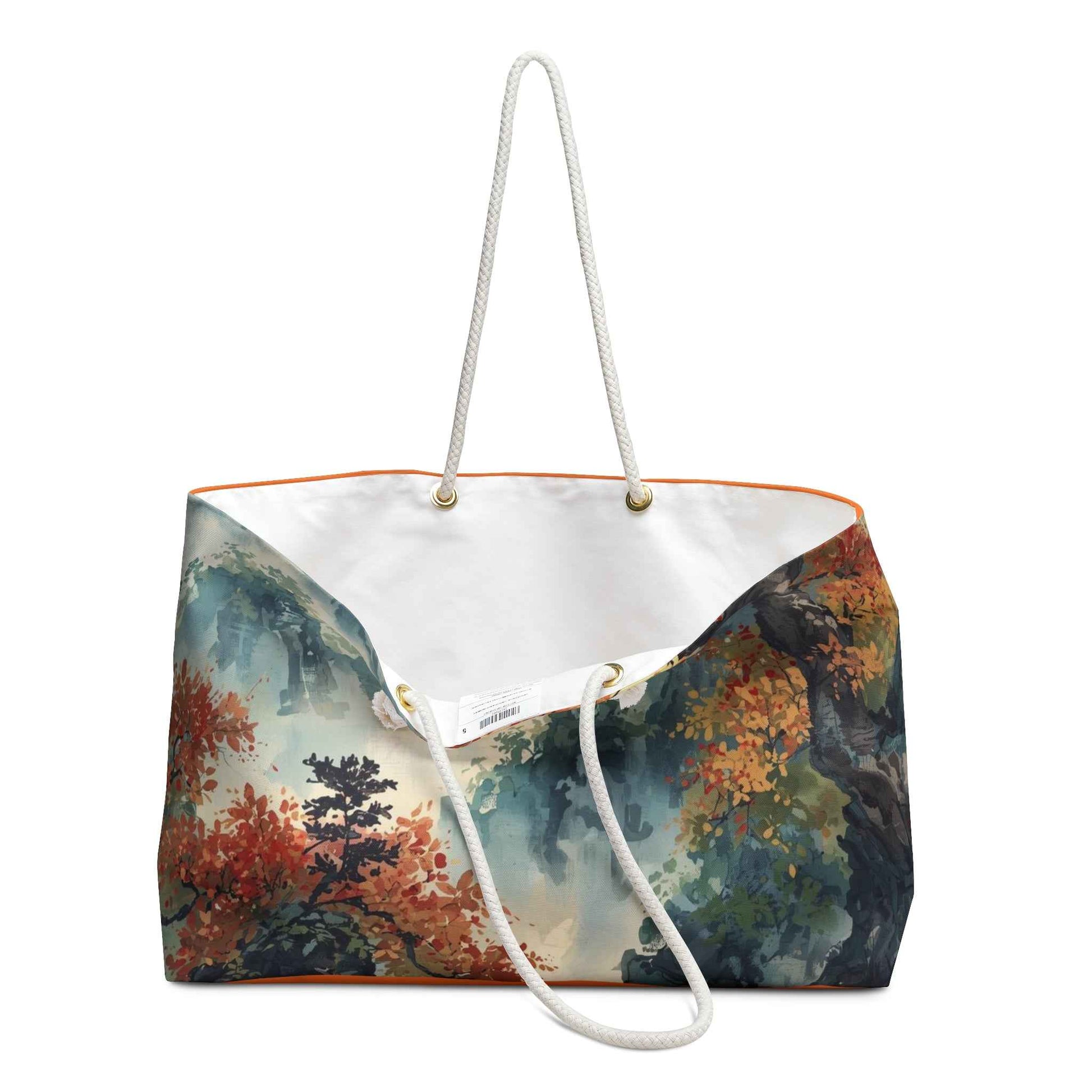 Autumn Mist Weekender Bag — Scenic Watercolor Landscape Travel Tote