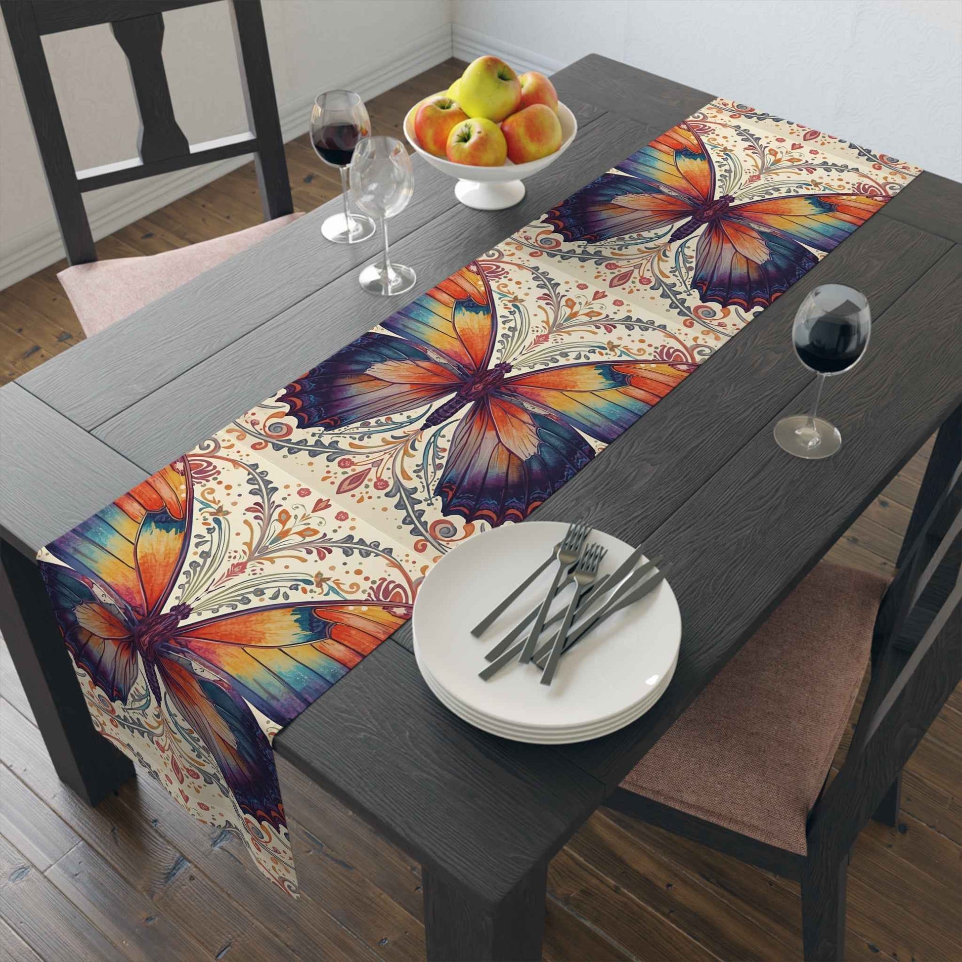 Butterfly Table Runner - Elegant Cotton & Poly Decor for Dining
