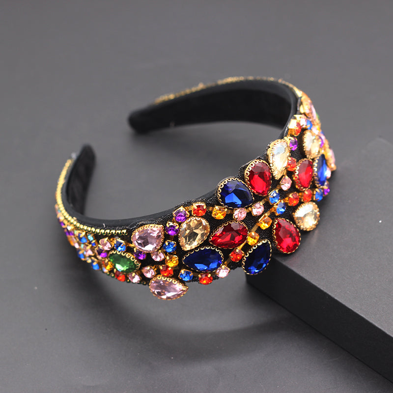 Luxurious Alloy Drop Shape Plaid Headband Electroplated For Women