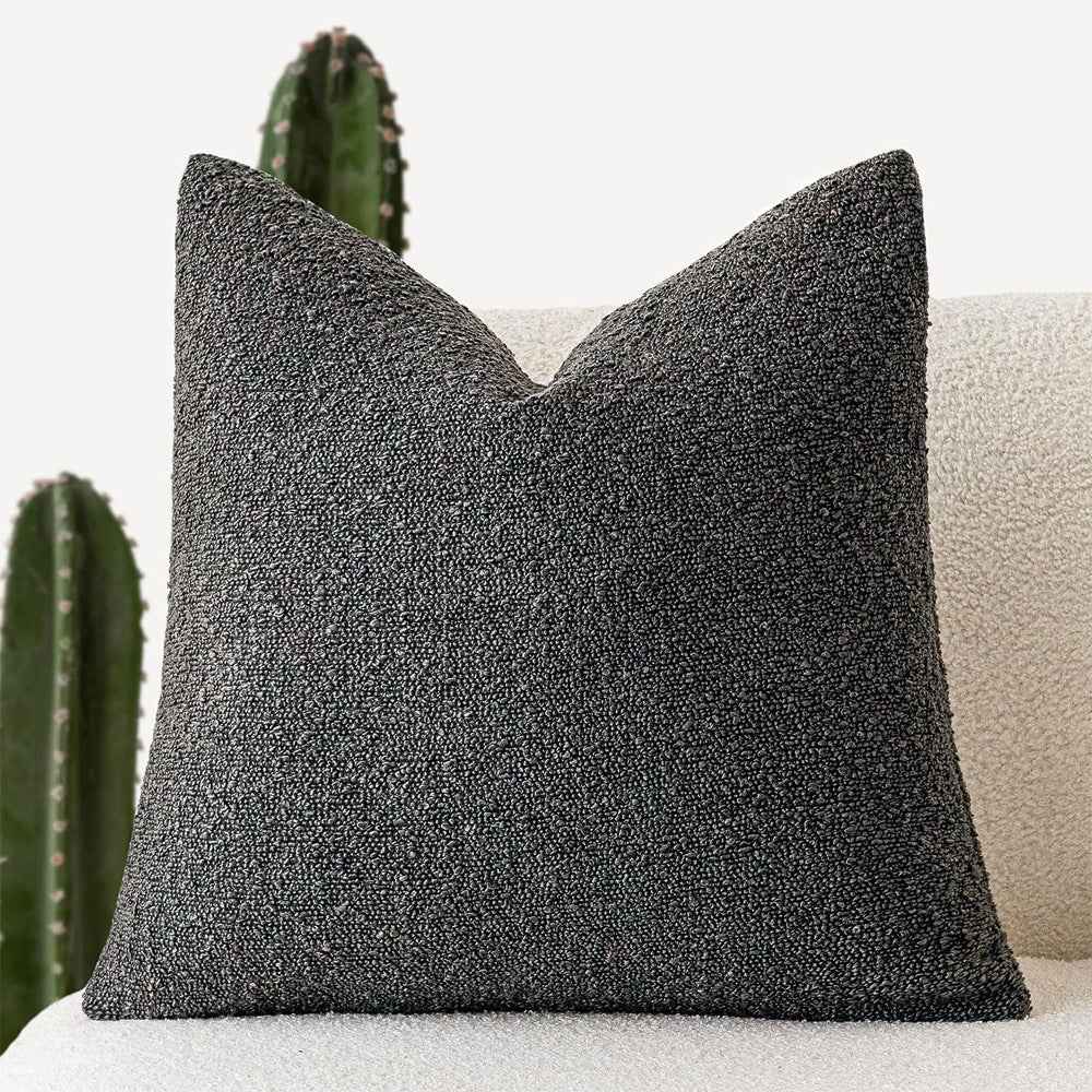 Decorative Boucle Throw Pillow Cover Solid Color Textured Cushion Case For Sofa