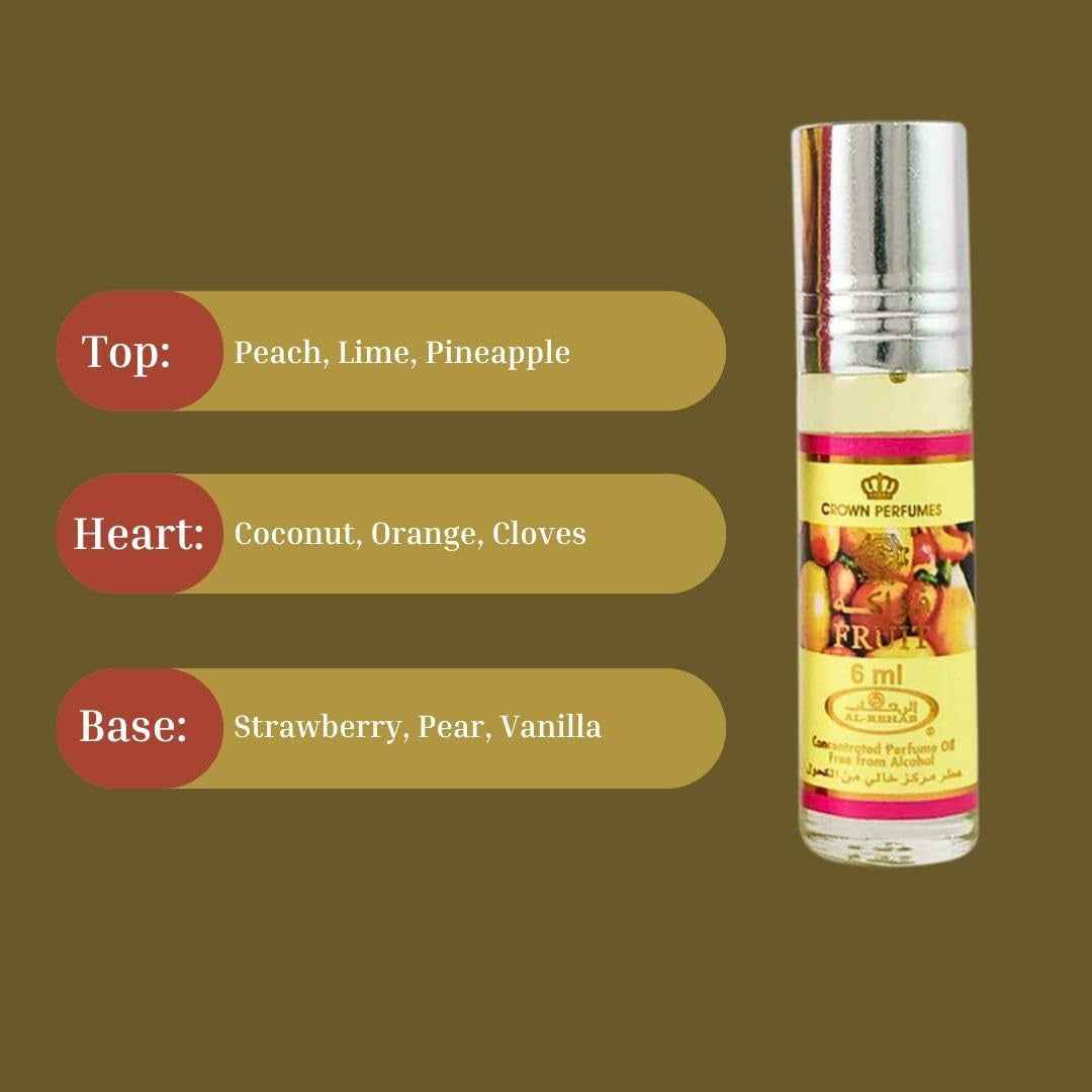 Al Rehab Fruit Perfume Oil 6ml Long Lasting for Women Peach Lime Pineapple