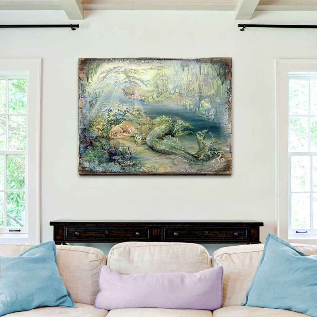 Dreams of Atlantis Fantasy Wooden Wall Art by Josephine Wall - Fantasy Décor - 852114-JW