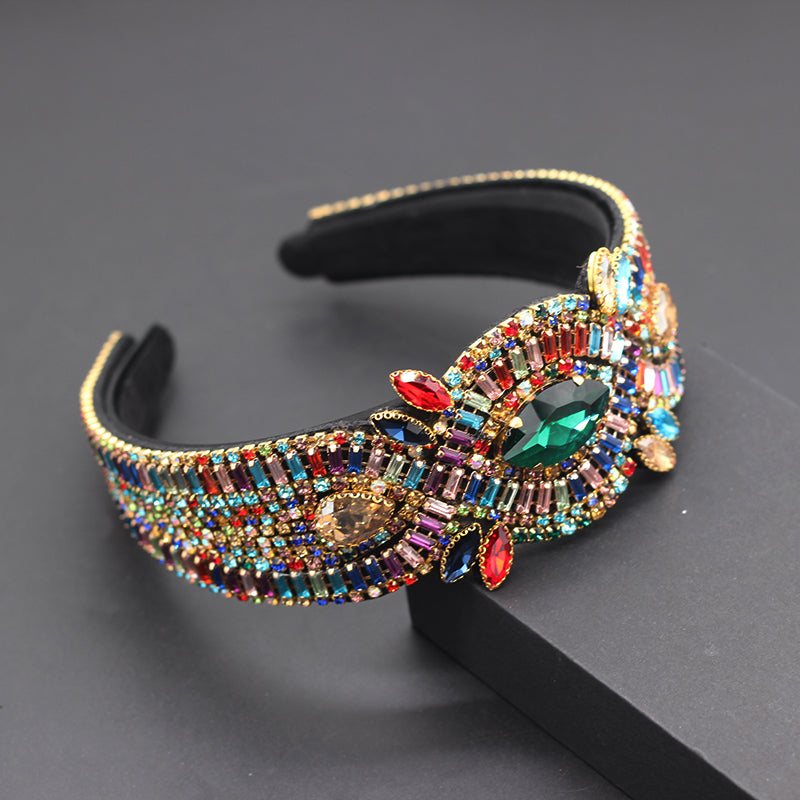 Luxurious Alloy Drop Shape Plaid Headband Electroplated For Women