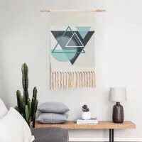 Cotton Linen Bohemian Tassel Geometric Tapestry Wall Hanging Decor
