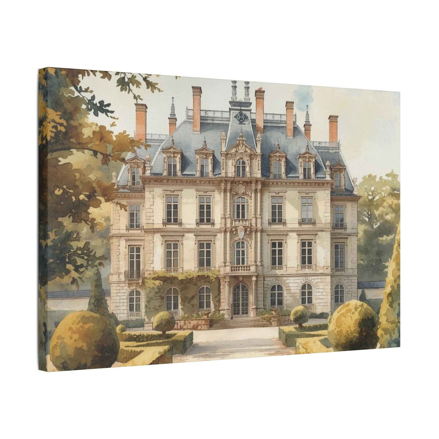 Château Garden Satin Canvas Print — Stretched Wall Art