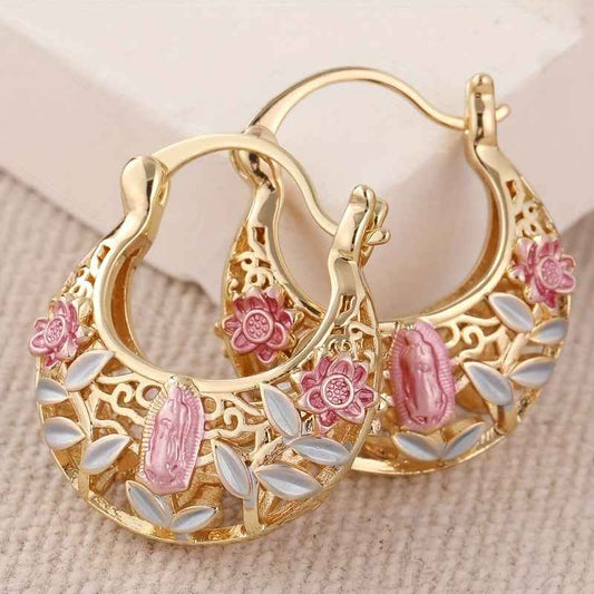 Vintage Bohemian Style Copper Earrings Floral
