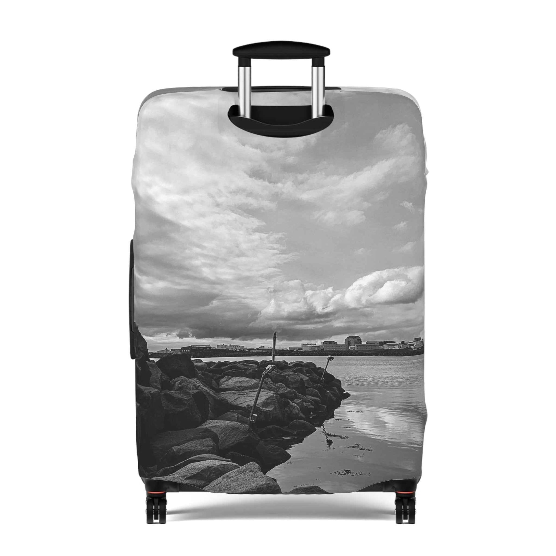 Black and White Iceland Luggage Cover - Stylish Protection from Rosetta Creative Boutique - Rosetta Creative Boutique
