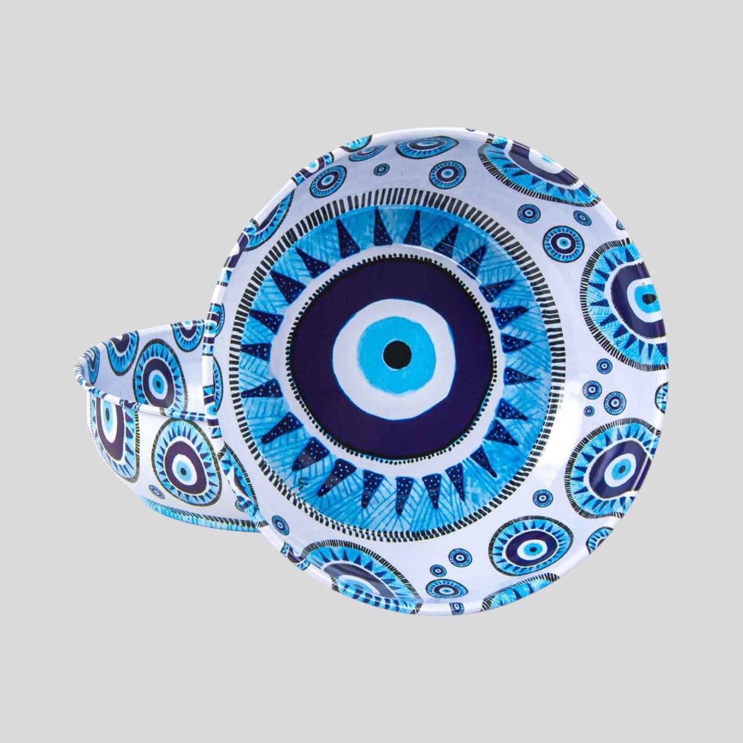 Turkish Metal Bowl Large Burst Evil Eye Pattern Decorative Serving Bowl