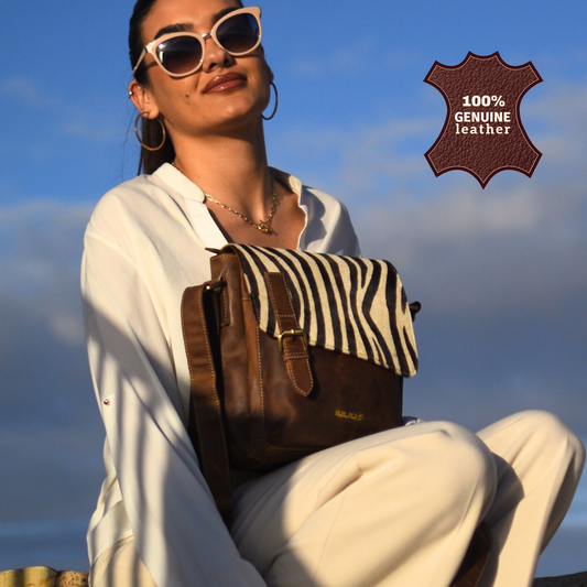 IULIUS Zebra Print Natural Hair Flap Leather Crossbody Bag - Bandolera de Cuero Genuino con Solapa de Pelo Natural Estampado Cebra – IULIUS