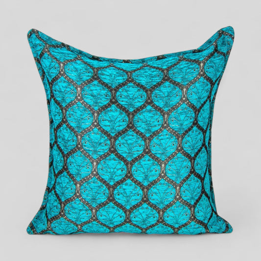24" Turkish Square Pillow Cover - Turquoise Peacock Design-0