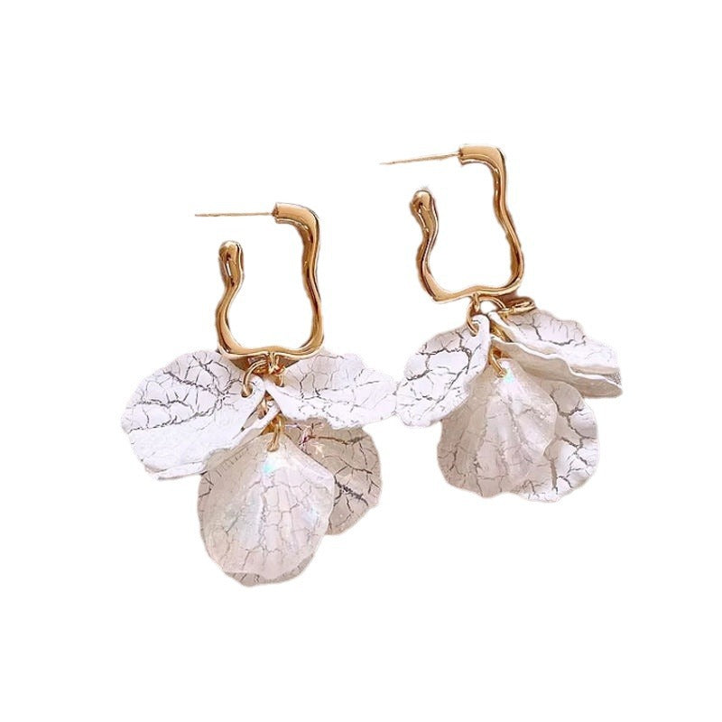 Dragon & Phoenix Ruyi Earrings – Textured 'Cracked Petal' Design