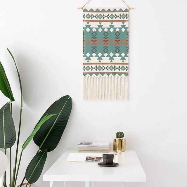 Cotton Linen Bohemian Tassel Geometric Tapestry Wall Hanging Decor