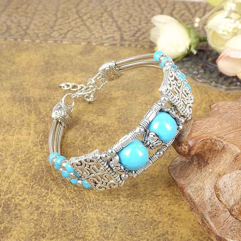Vintage-style Bangle with Exotic Miao Silver Design