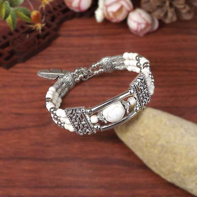 Vintage-style Bangle with Exotic Miao Silver Design
