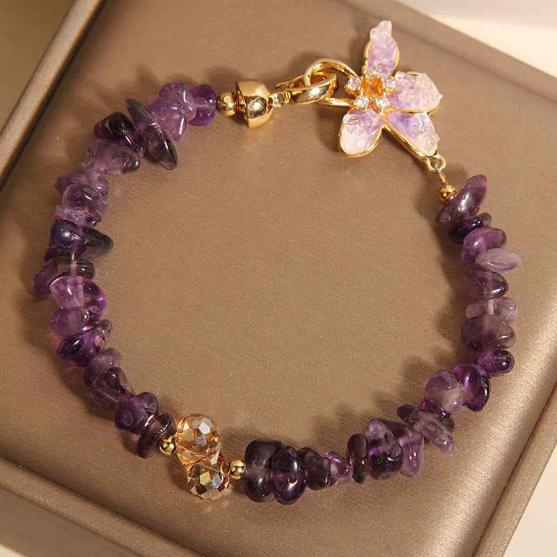 Crystal Gravel Wisteria Flower Bracelet For Women Japanese Korean Style
