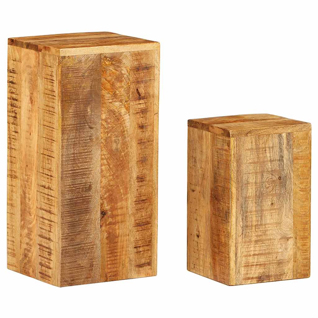 Two-Piece Solid Mango Wood Plant Stand Set