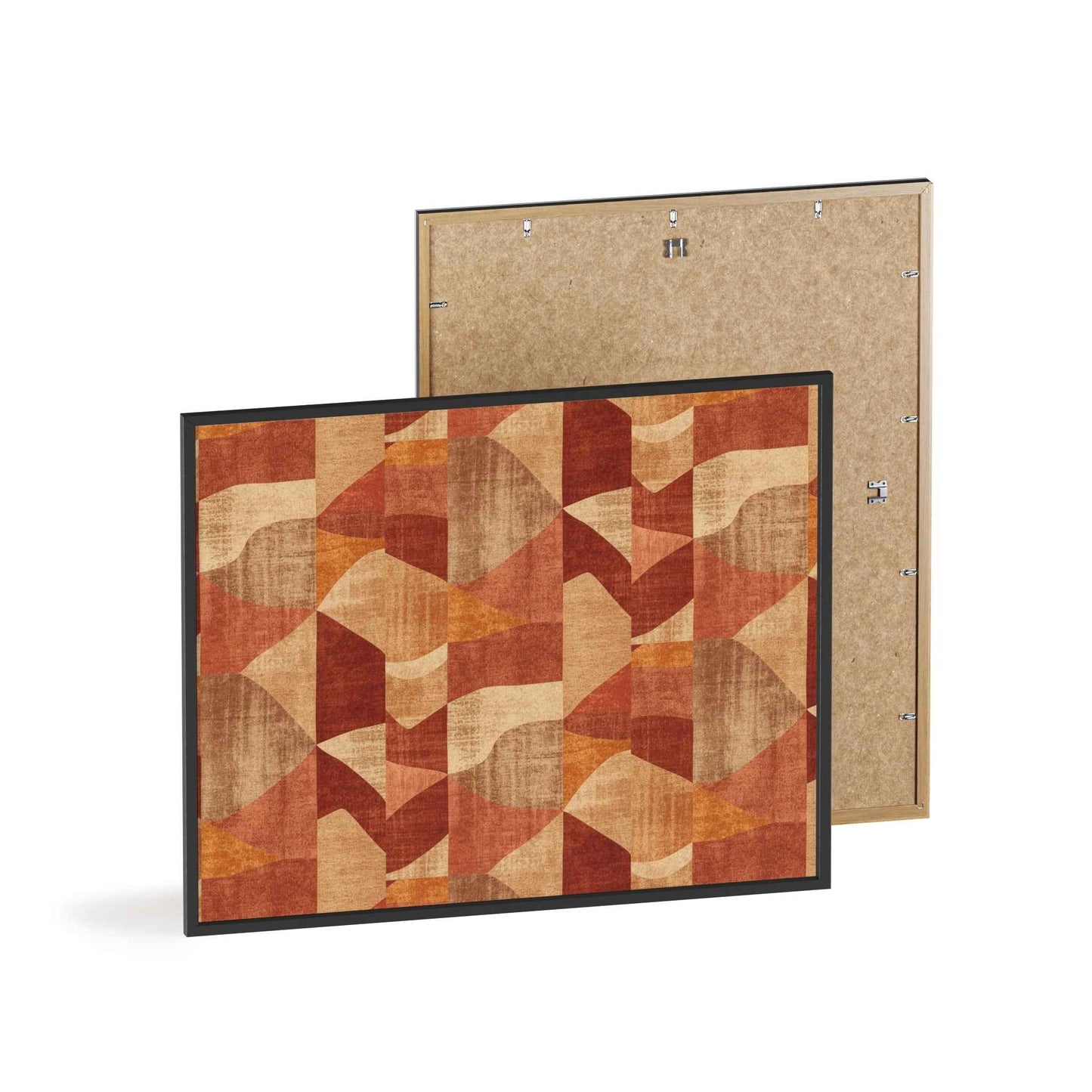 Faux Retro Geometric Poster with Wooden Frame